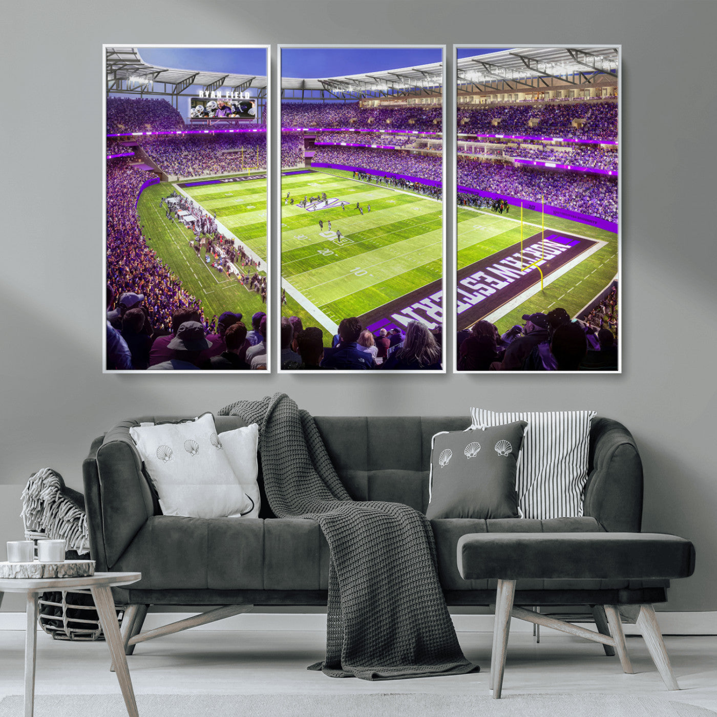 MGV-FC-48X32-3P - Northwestern University Wildcats Football Team Print - Evanston Ryan Field Wall Art Canvas Print