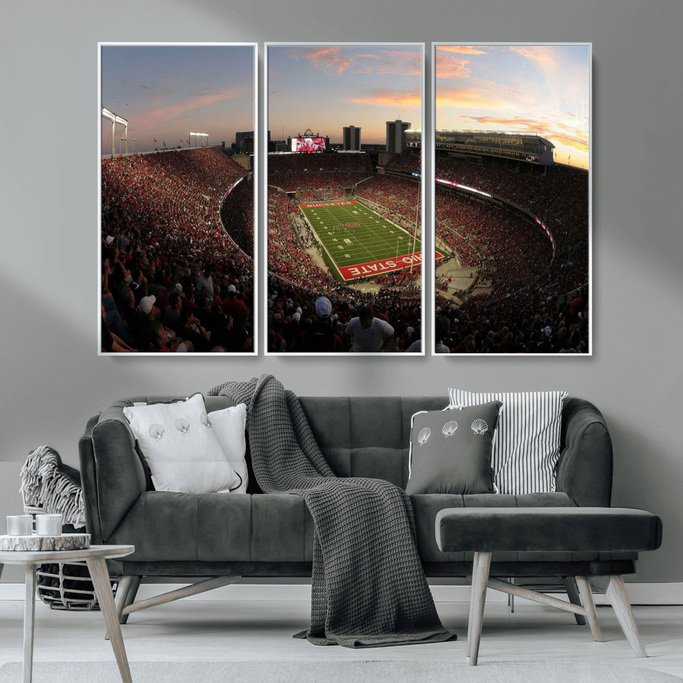 MGV-FC-48X32-3P - Ohio State University Buckeyes Football Team Print - Columbus Ohio Stadium Wall Art Canvas Print