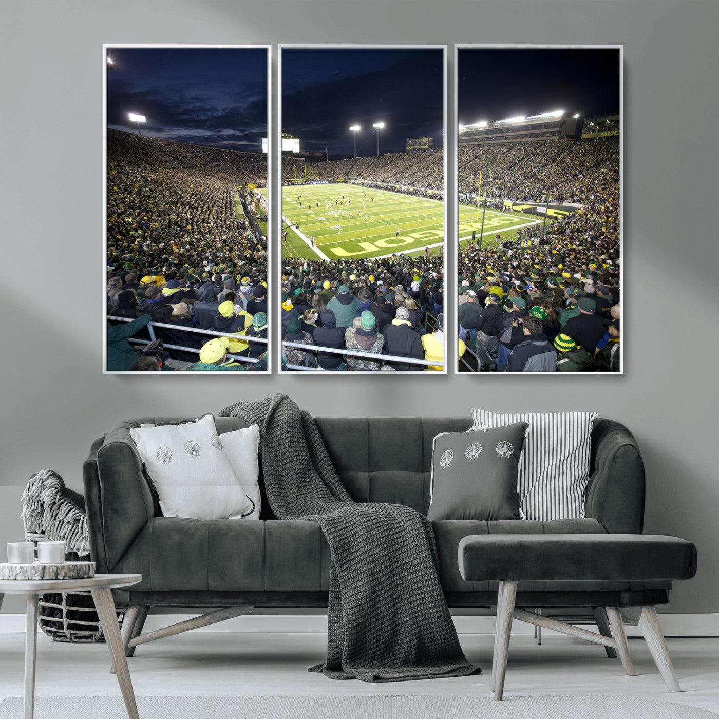 MGV-FC-48X32-3P - University of Oregon Ducks Football Team Print - Eugene Autzen Stadium Wall Art Canvas Print