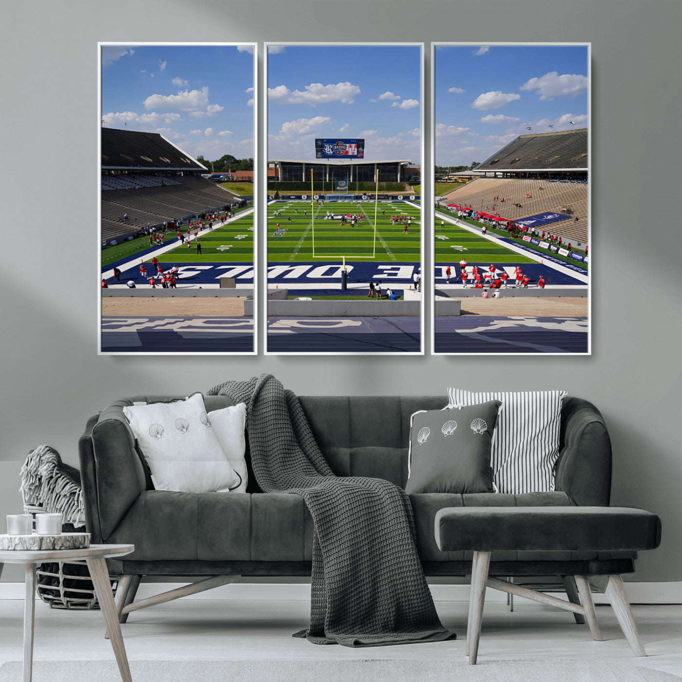 MGV-FC-48X32-3P - Rice University Owls Football Team Print - Houston Rice Stadium Wall Art Canvas Print
