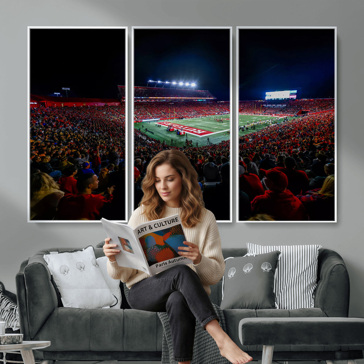 18115-PAN-FL-20X10 - Rutgers Scarlet Knights Football Team Print - SHI Stadium, Piscataway Wall Art Canvas Print