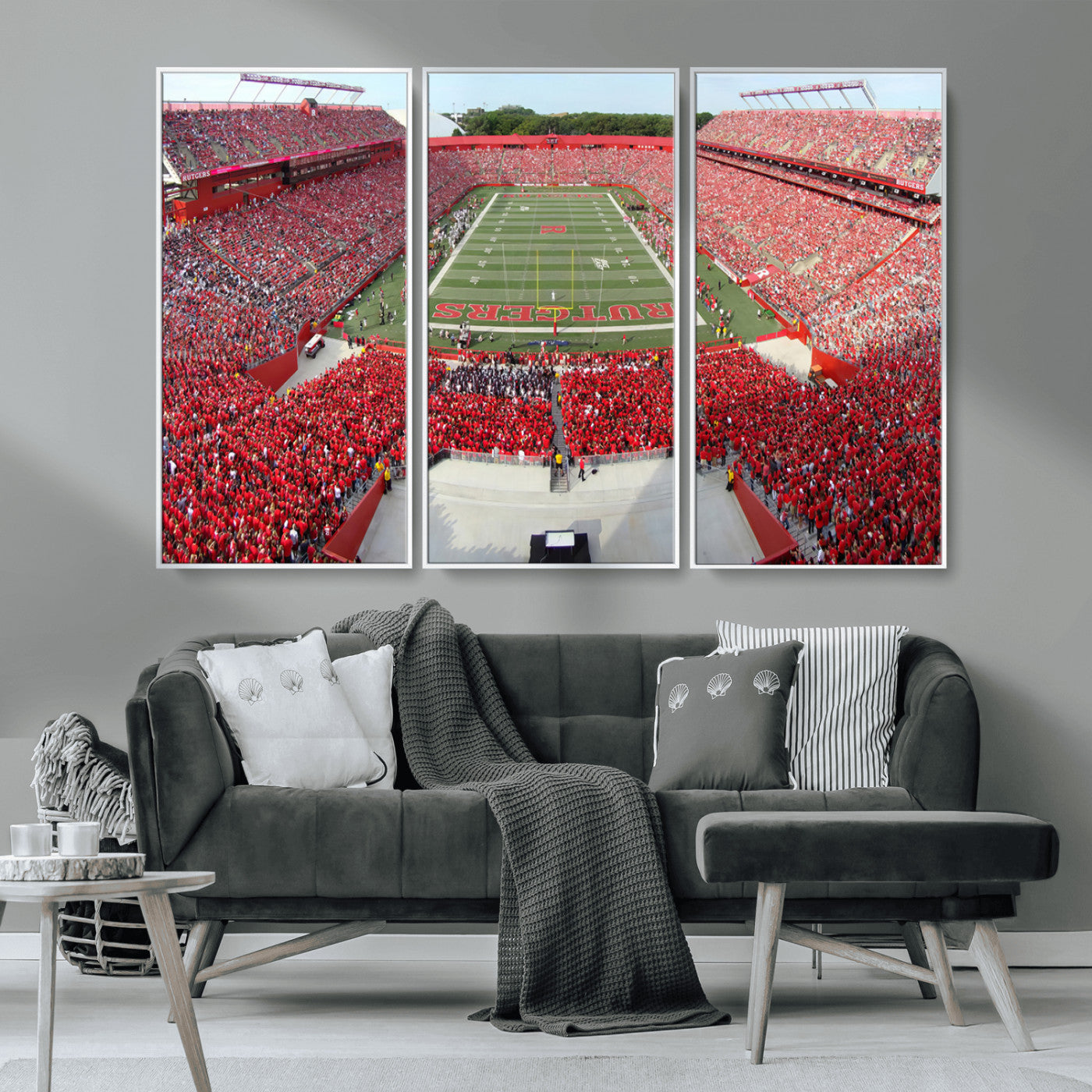 MGV-FC-48X32-3P - Rutgers Scarlet Knights Football Team Print - Piscataway SHI Stadium Wall Art Canvas Print