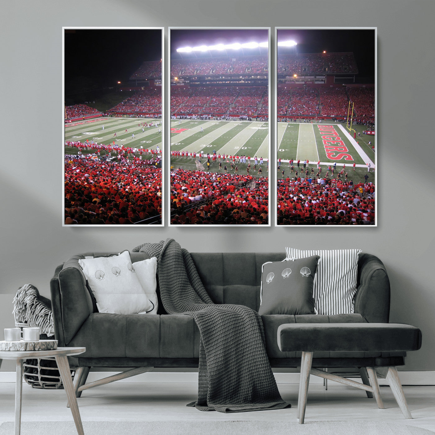 MGV-FC-48X32-3P - Rutgers University Scarlet Knights Football Team Print - Piscataway SHI Stadium Wall Art Canvas
