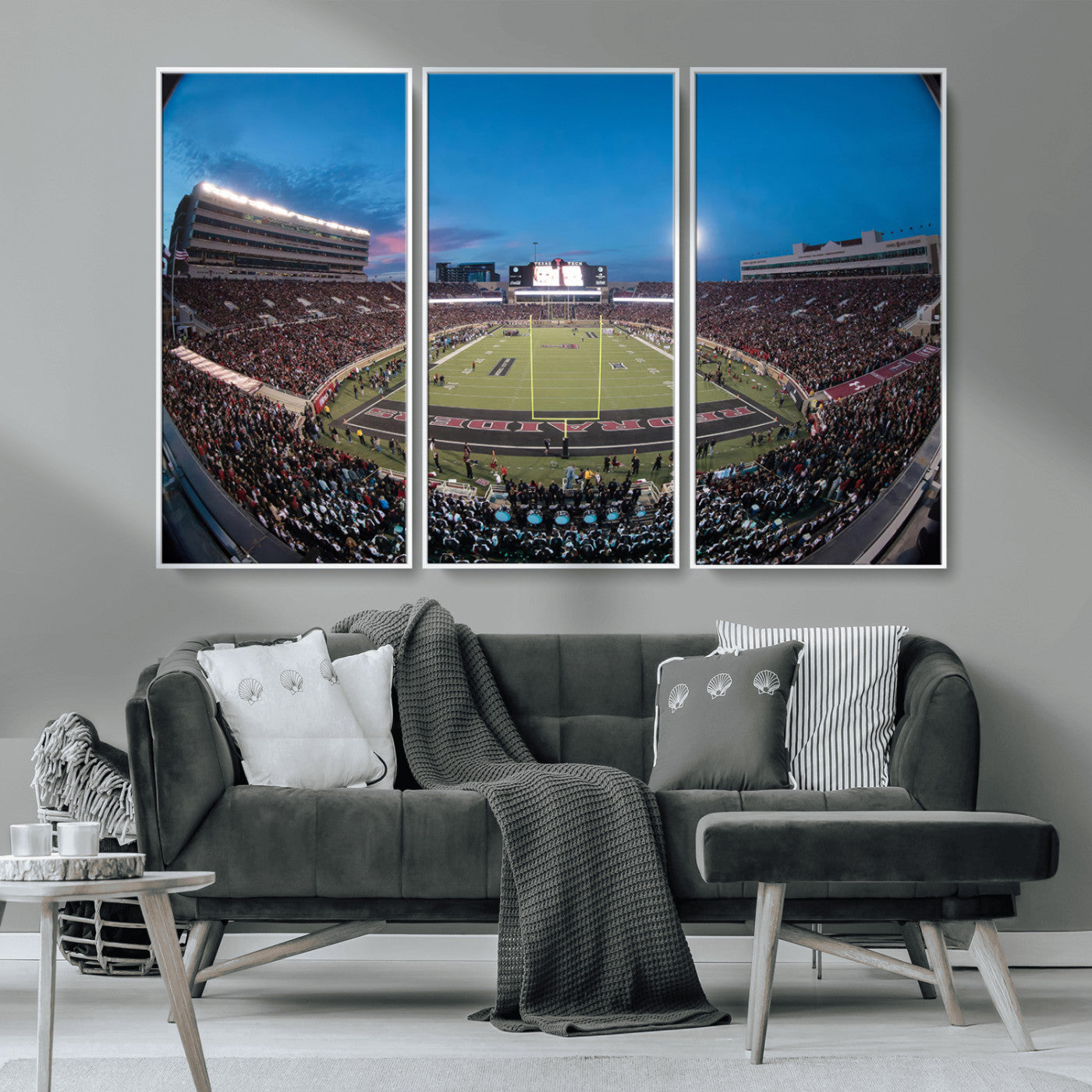 MGV-FC-48X32-3P - Texas Tech Red Raiders Canvas, Framed Football Team Print - Lubbock Jones AT&T Stadium Wall Art