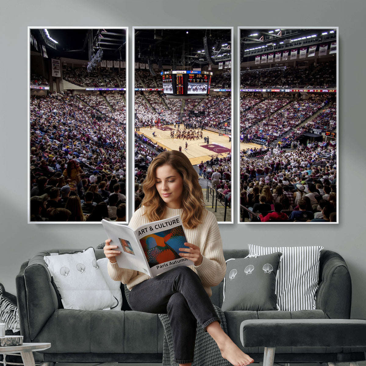 76876-MGV-CV-36X24 - University of Nebraska Cornhuskers Basketball Team Print - Lincoln Red Arena Wall Art Canvas Print