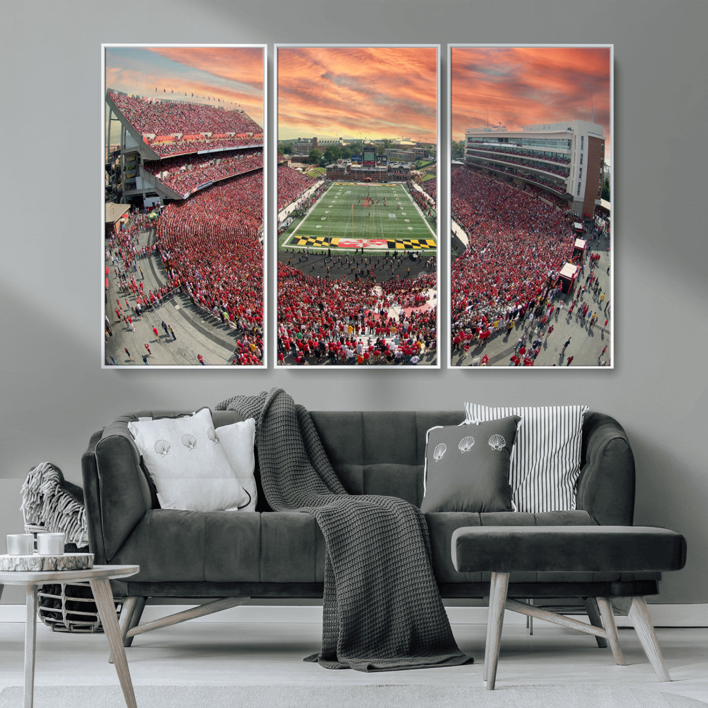 MGV-FC-48X32-3P - University of Maryland Terrapins Football Team Print - College Park SECU Stadium Wall Art Canvas