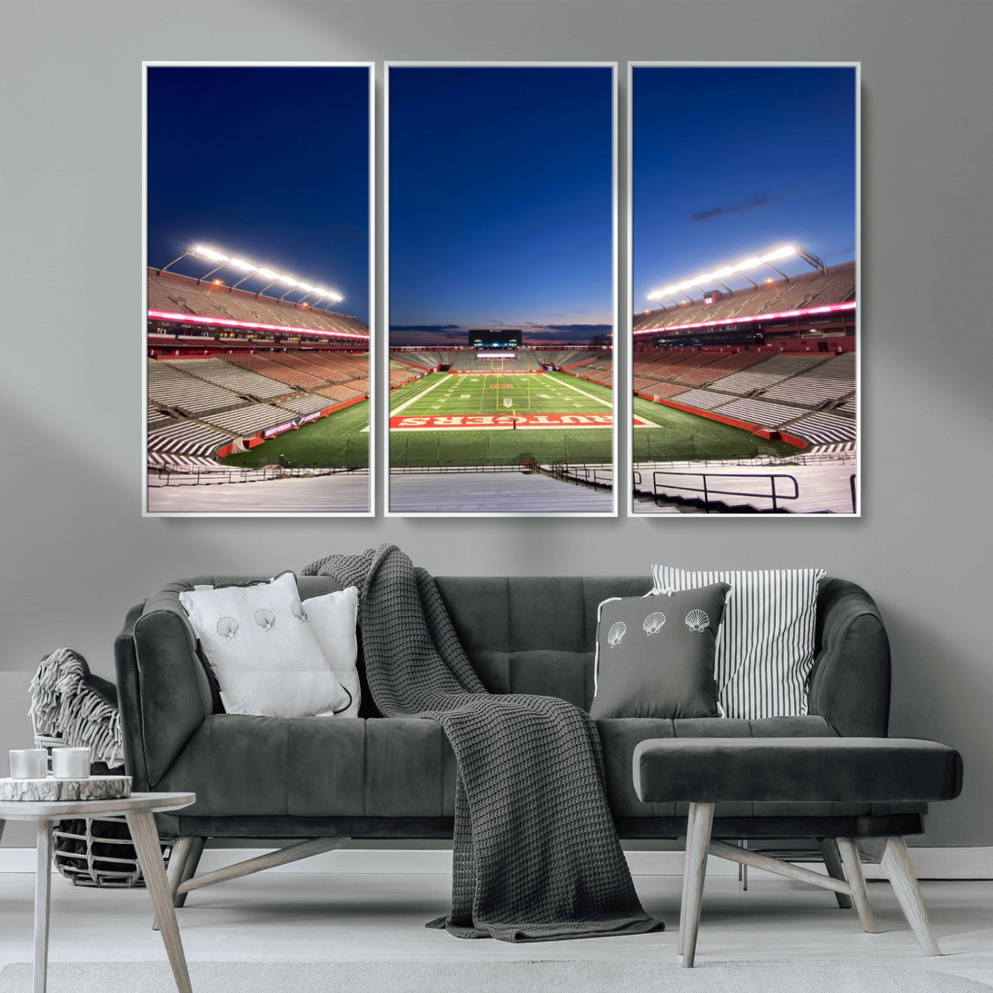 MGV-FC-48X32-3P - Rutgers Scarlet Knights Football Team Print - Piscataway SHI Stadium Wall Art Canvas Print