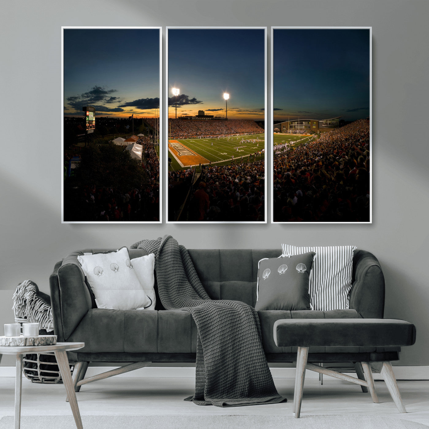 MGV-FC-48X32-3P - Ball State Cardinals Football Team Print - Muncie Scheumann Stadium Wall Art Canvas Print