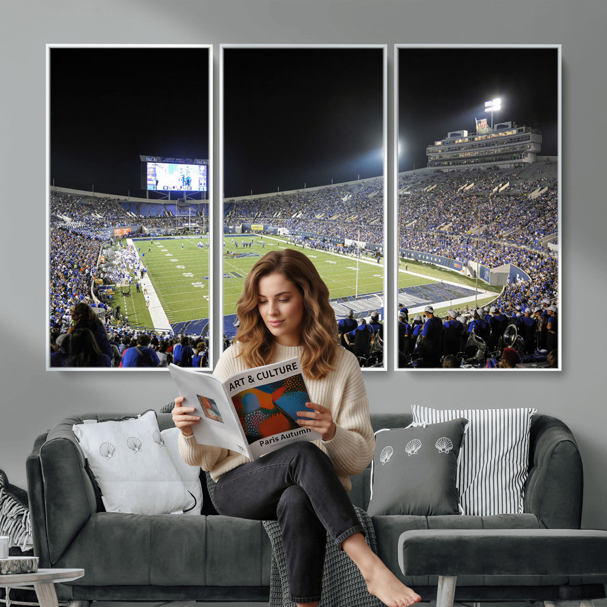 10894-PAN-FL-20X10 - University of Memphis Tigers Football Team Print - Memphis Simmons Bank Liberty Stadium Wall Art