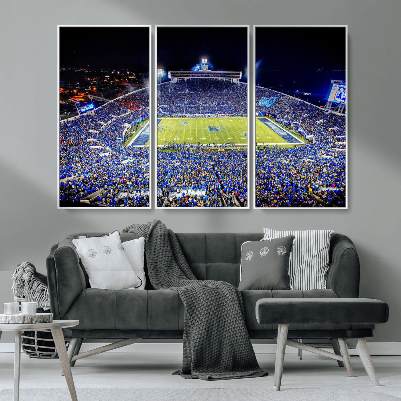 MGV-FC-48X32-3P - University of Memphis Tigers Football Team Print - Memphis Simmons Bank Liberty Stadium Wall Art