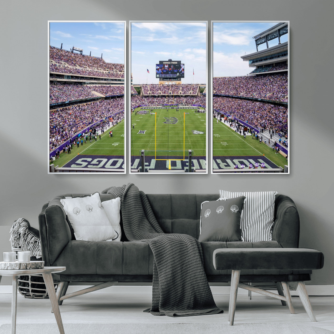 MGV-FC-48X32-3P - TCU Horned Frogs Football Team Print - Fort Worth Amon G. Carter Stadium Wall Art Canvas Print