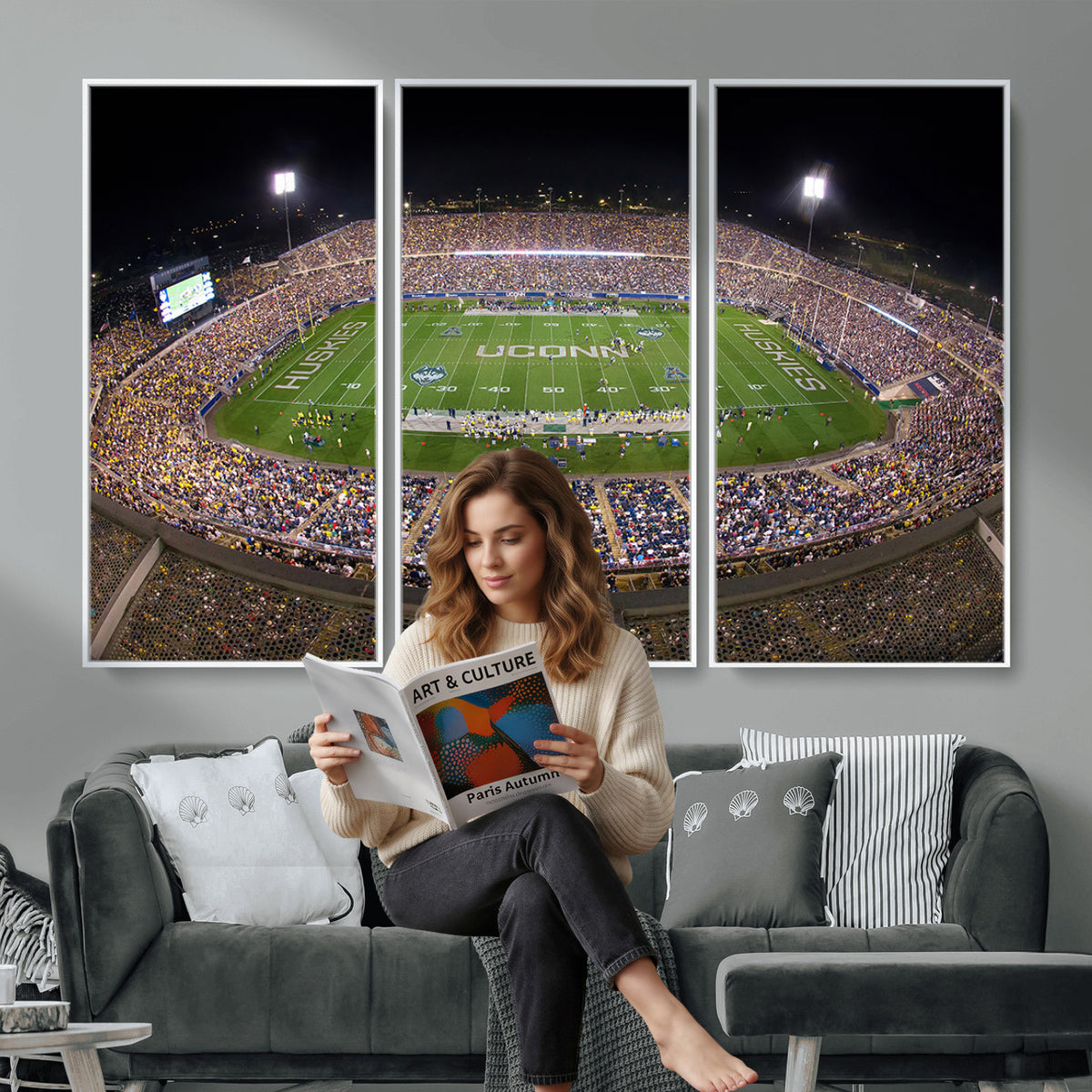 52855-MGV-CV-36X24 - The University of Connecticut UCONN Huskies Football Team Print, East Hartford