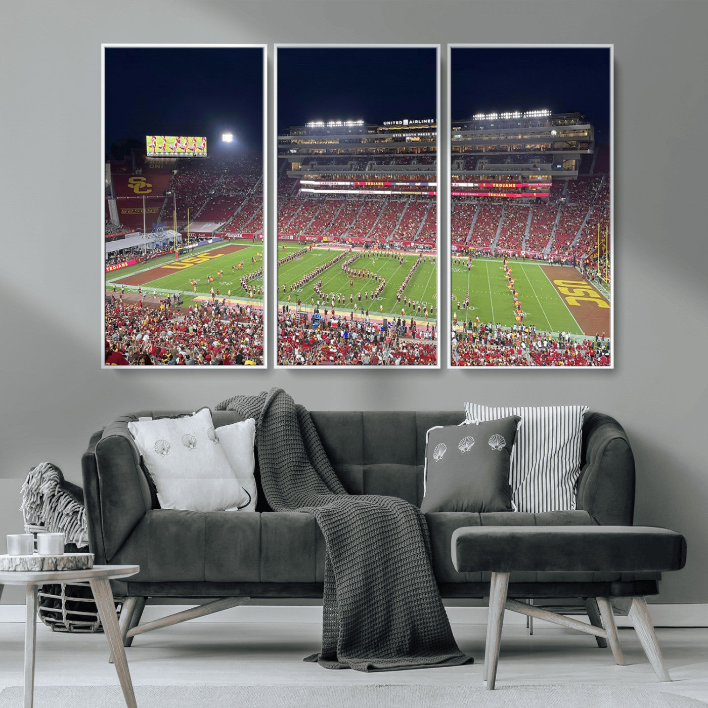 MGV-FC-48X32-3P - The University of Southern California USC Trojans Football Team Print - Los Angeles Memorial