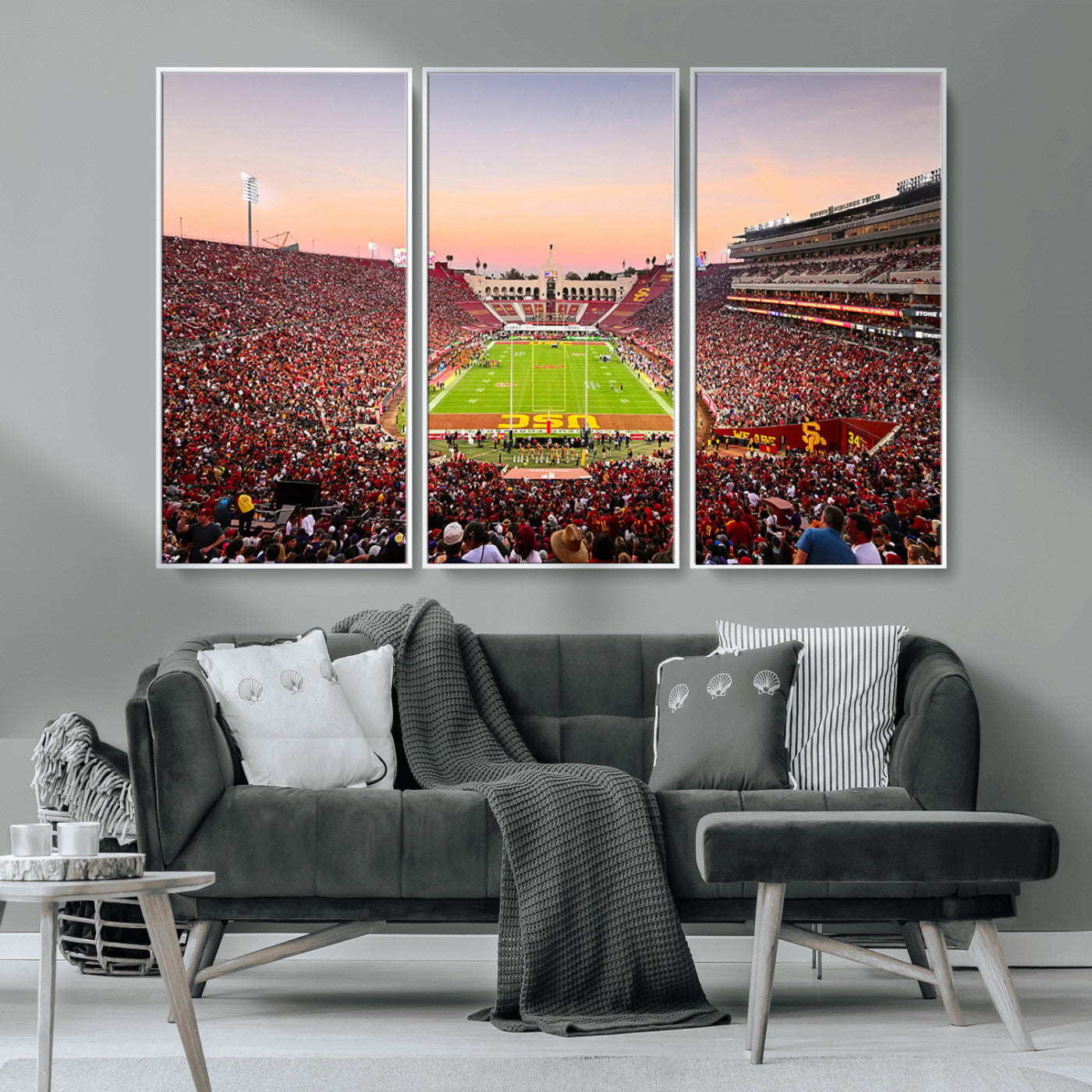 MGV-FC-48X32-3P - The University of Southern California USC Trojans Football Team Print - Los Angeles Memorial
