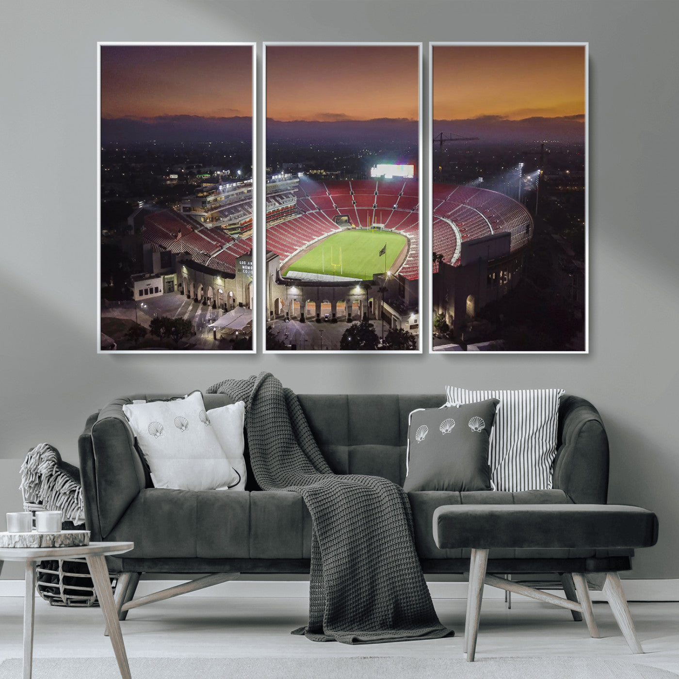 MGV-FC-48X32-3P - The University of Southern California USC Trojans Football Team Print - Los Angeles Memorial