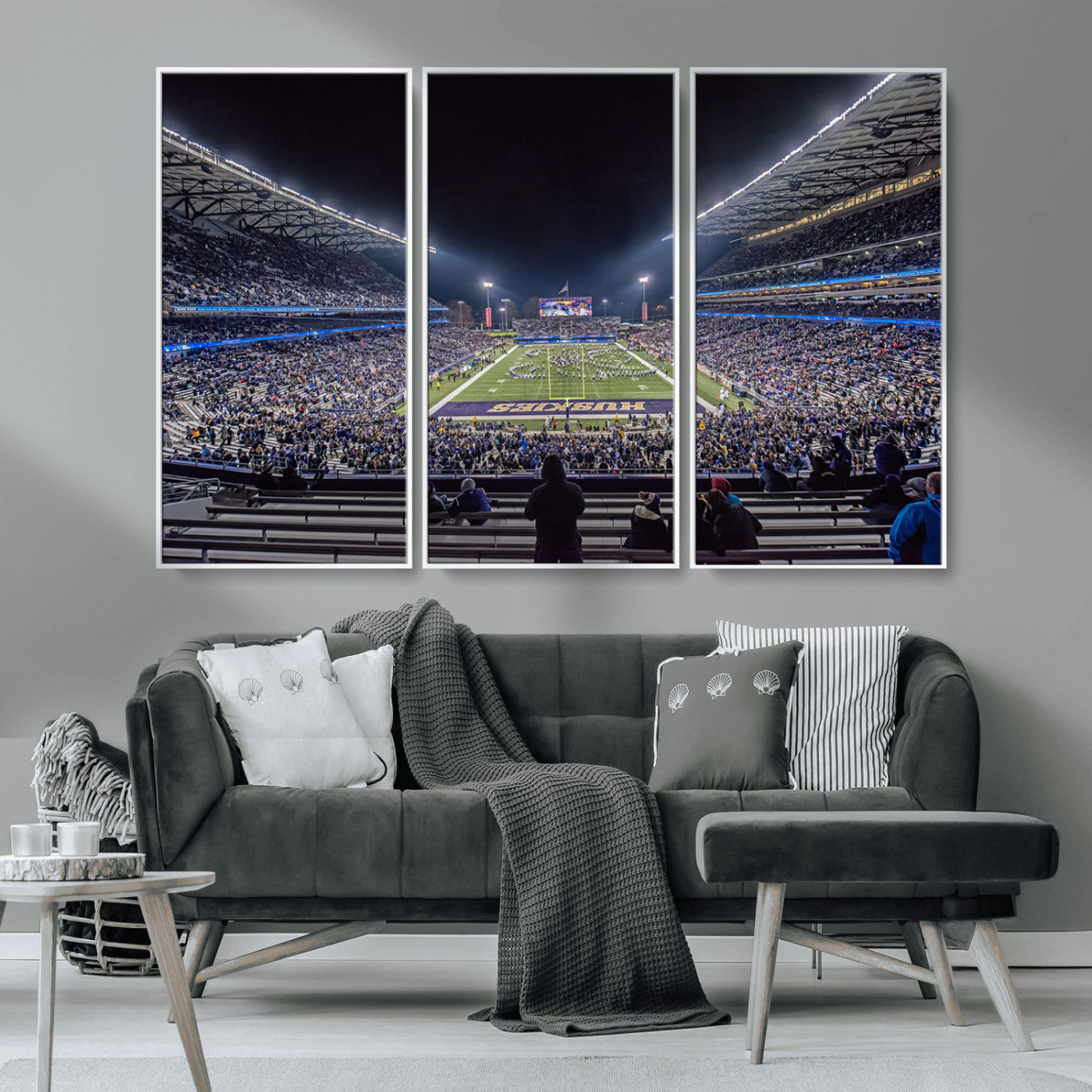 MGV-FC-48X32-3P - The University of Washington Huskies Football Team Print - Seattle Husky Stadium Wall Art Canvas
