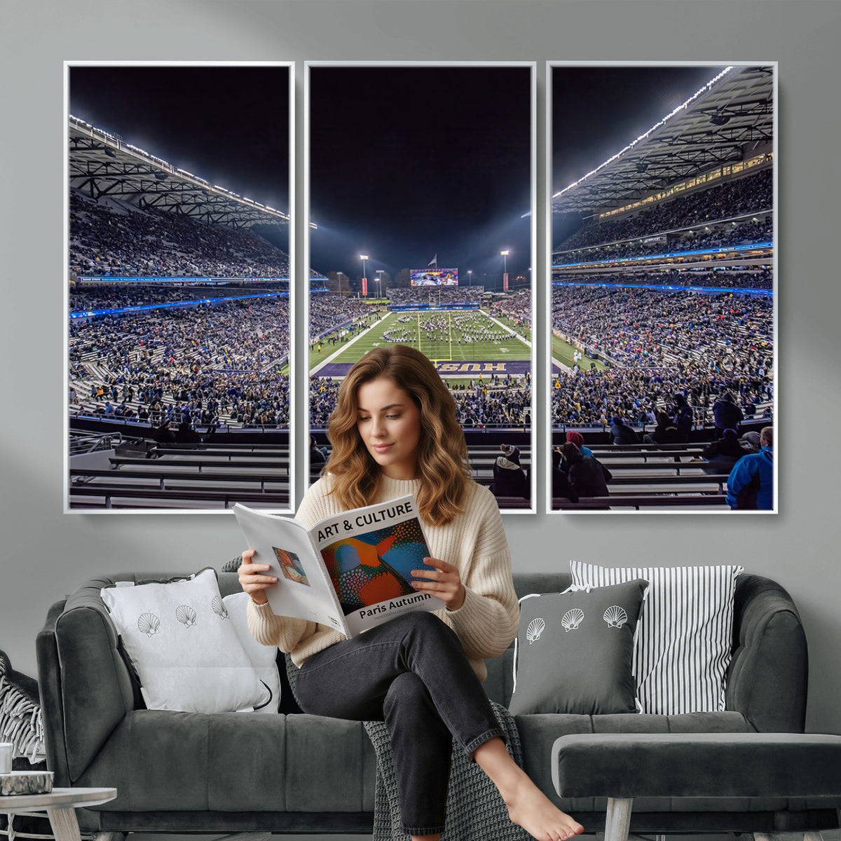 85780-MGV-CV-36X24 - The University of Washington Huskies Football Team Print, Extra Large Game Room Wall Decor
