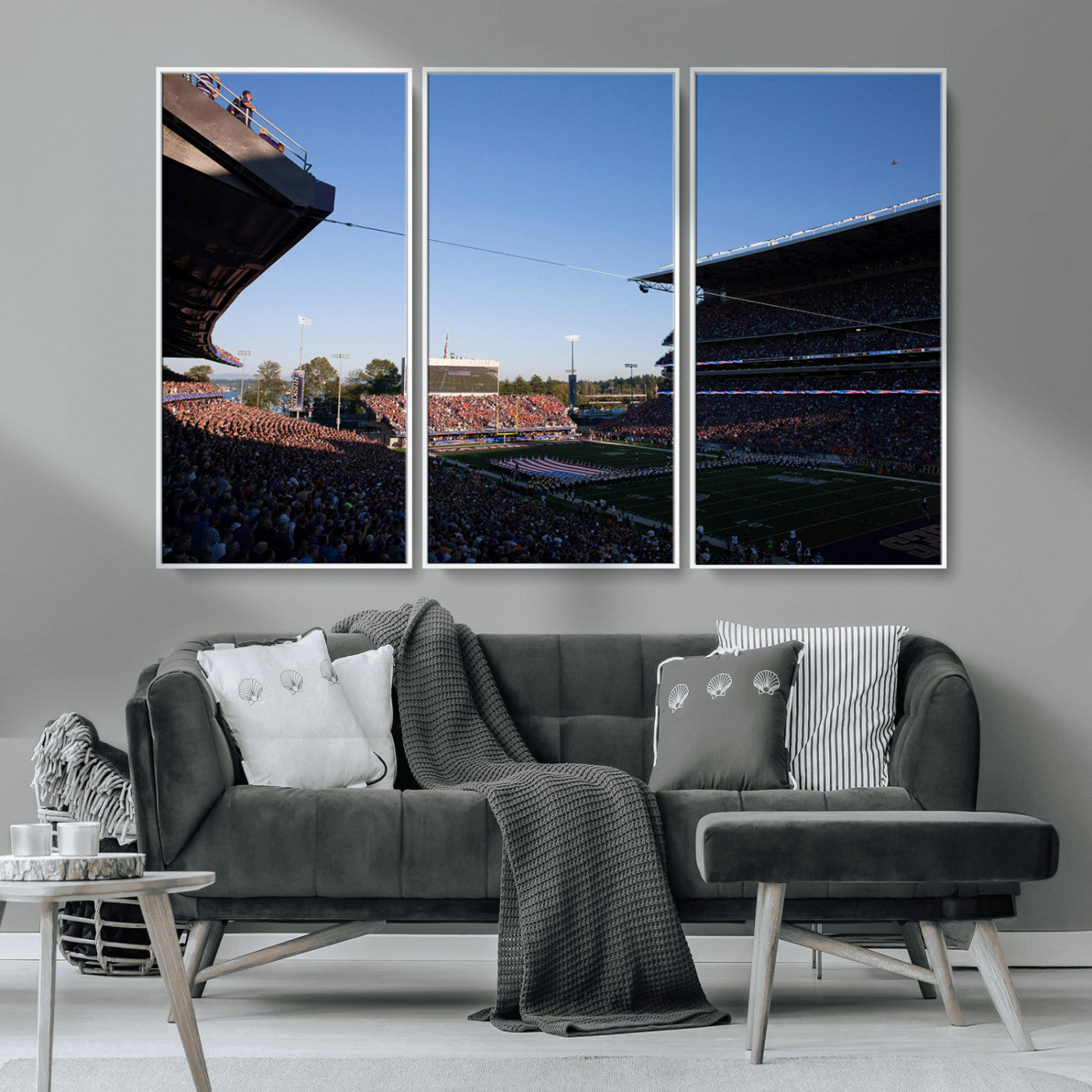 MGV-FC-48X32-3P - The University of Washington Huskies Football Team Print - Seattle Husky Stadium Wall Art Canvas