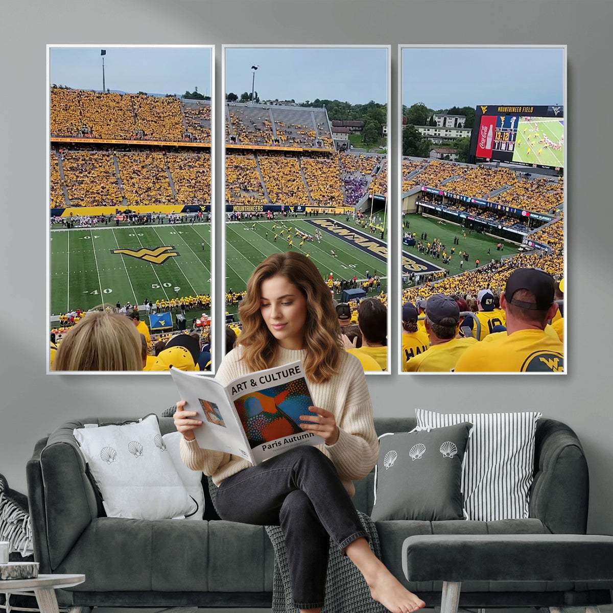 18056-MGV-CV-36X24 - Puskar Stadium Canvas Print Wall Art, Morgantown Print