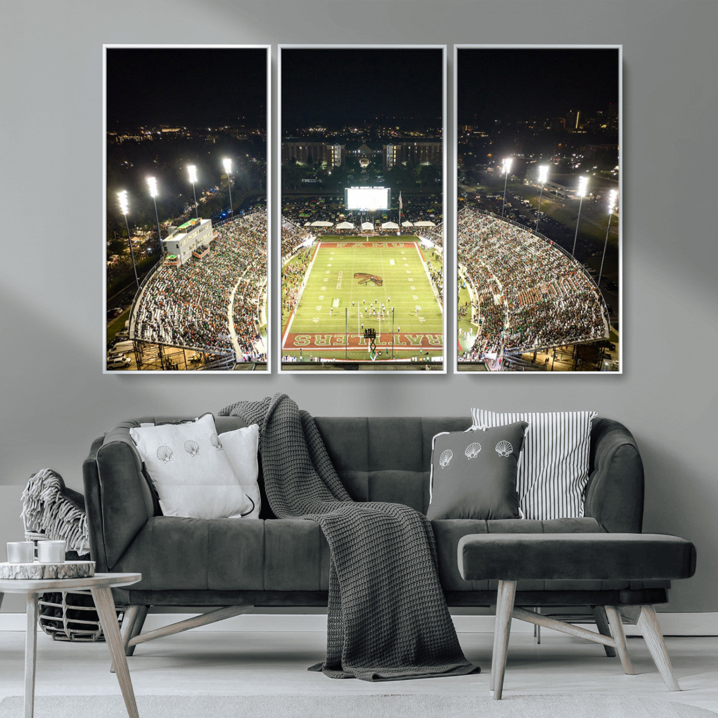 MGV-FC-48X32-3P - Florida A&M Rattlers Football Team Print - Tallahassee Bragg Memorial Stadium Wall Art Canvas Print