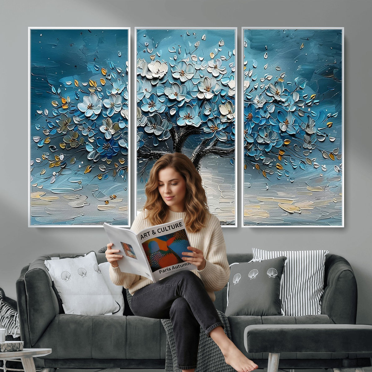 24109-_Poster-30x20 - Abstract Blooming Tree Wall Art Canvas Print, Floral Modern Home Decor