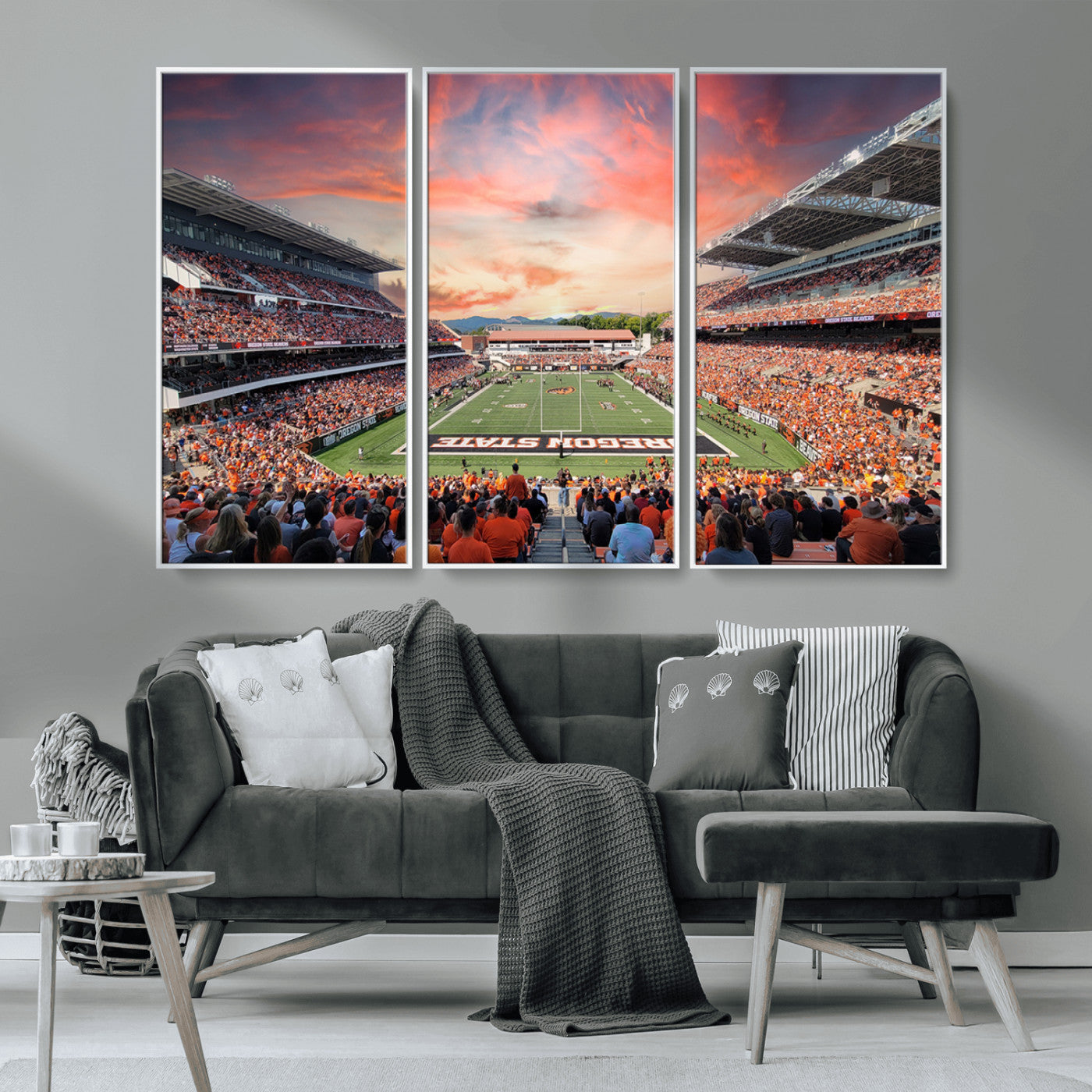 MGV-FC-48X32-3P - Oregon State Beavers Football Team Print - Corvallis Reser Stadium Wall Art Canvas Print