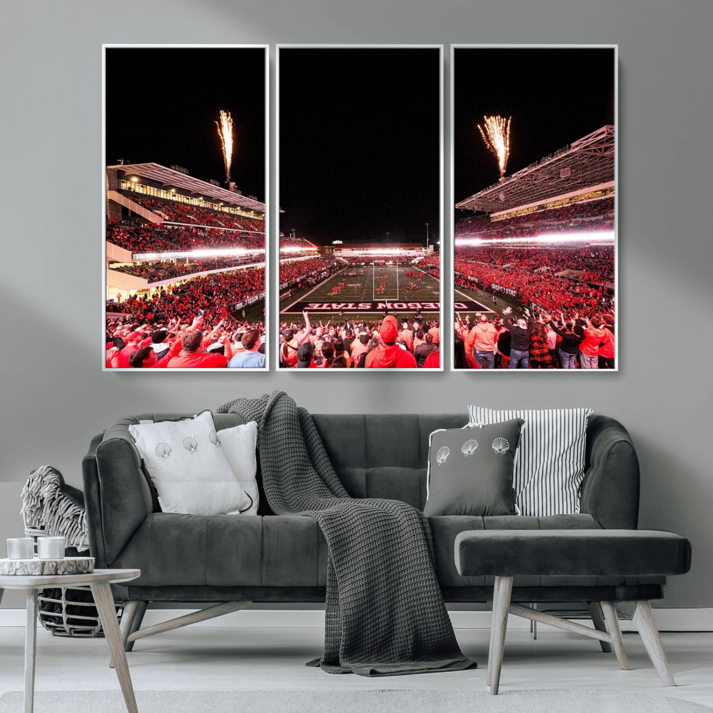 MGV-FC-48X32-3P - Oregon State Beavers Football Team Print - Corvallis Reser Stadium Wall Art Canvas Print