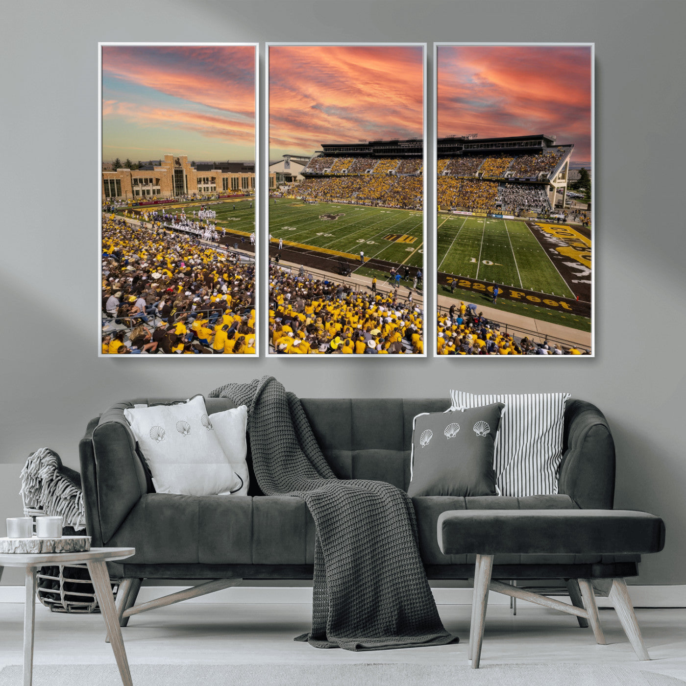 MGV-FC-48X32-3P - University of Wyoming Cowboys Football Team Print - Laramie Jonah Field War Memorial Stadium Wall