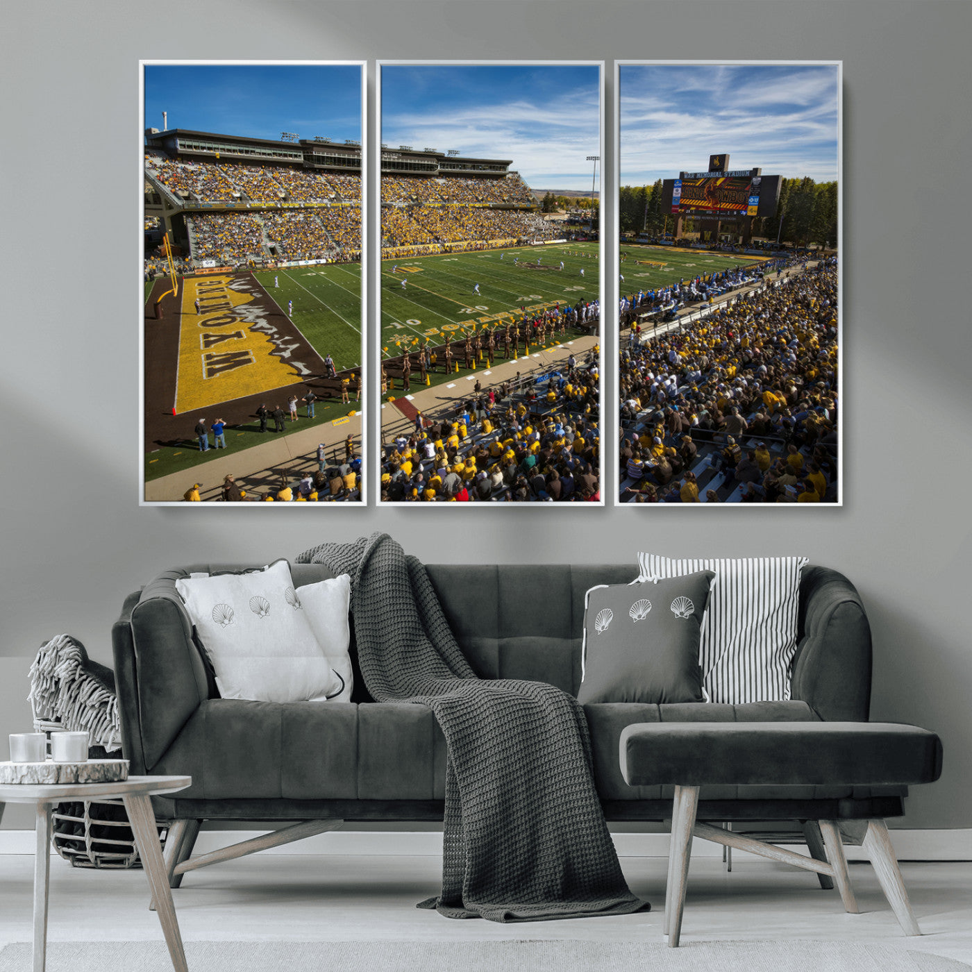 MGV-FC-48X32-3P - University of Wyoming Cowboys Football Team Print - Laramie Jonah Field War Memorial Stadium Wall