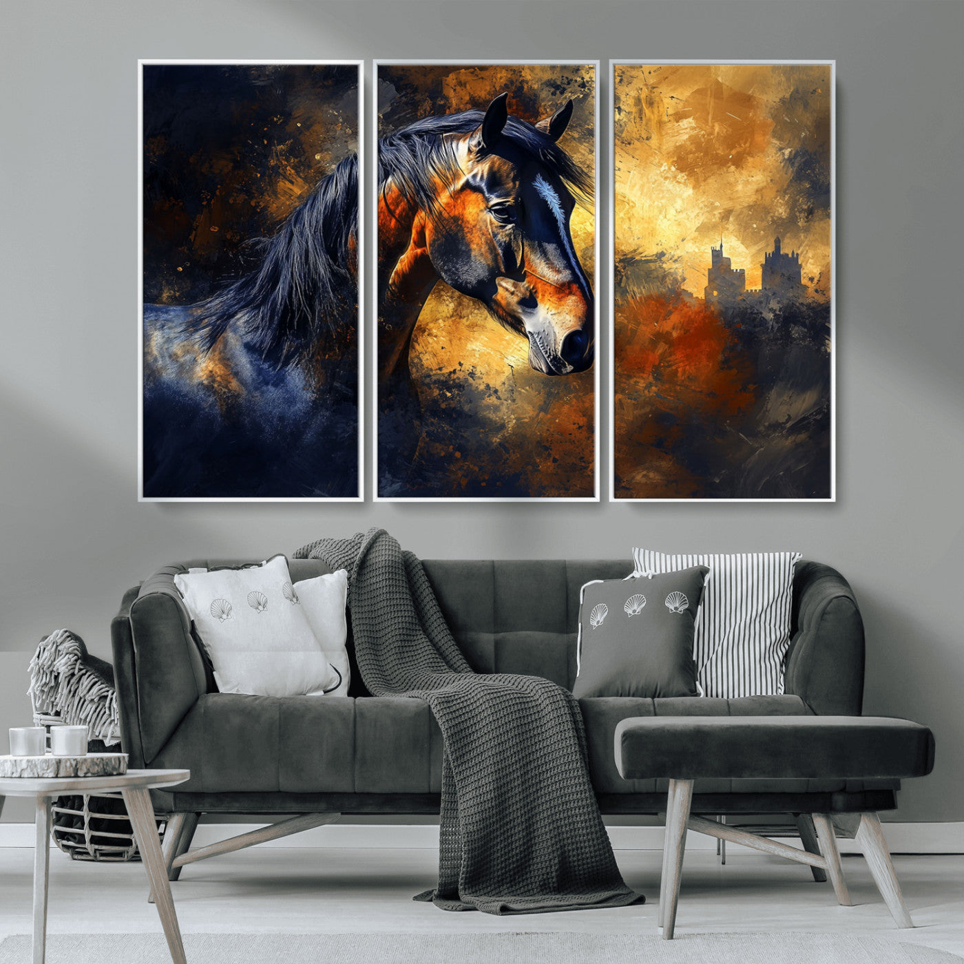MGV-FC-48X32-3P - Abstract Horse Art Print - Abstract Canvas Wall Art | Perfect for Rustic Farmhouse, Modern, or