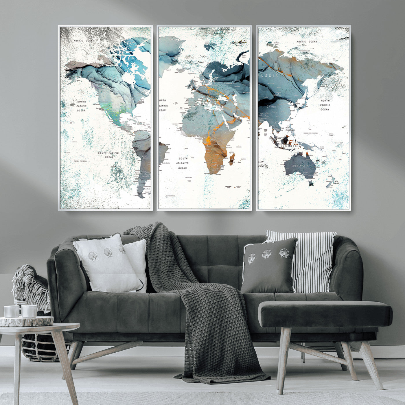 MGV-FC-48X32-3P - Push Pin World Map Canvas Print – Framed Wall Art for Couples to Track Their Travels – Anniversary