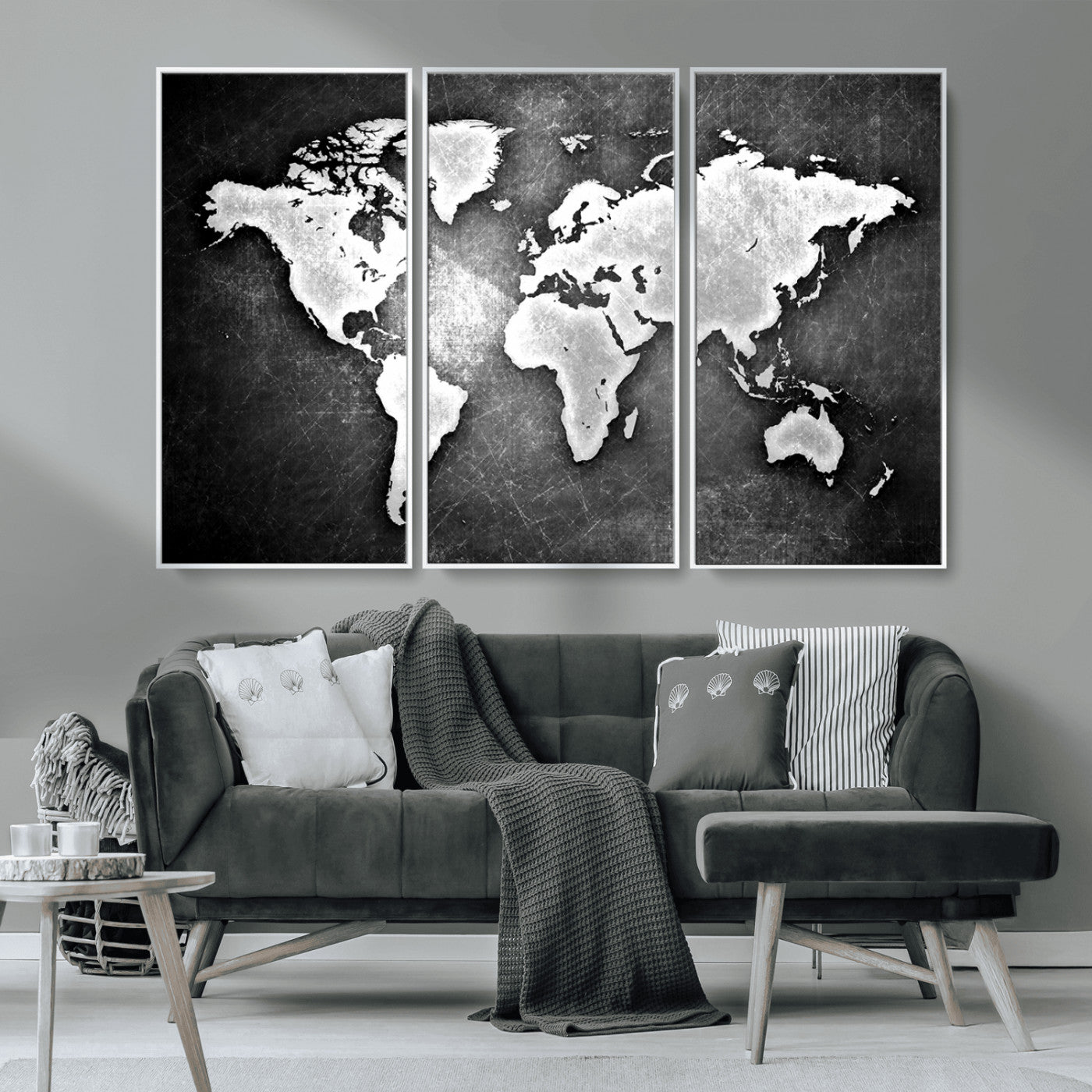 MGV-FC-48X32-3P - World Map Wall Art Canvas Print – Framed Wall Art for Anniversary Gift or Home Adventure Decor