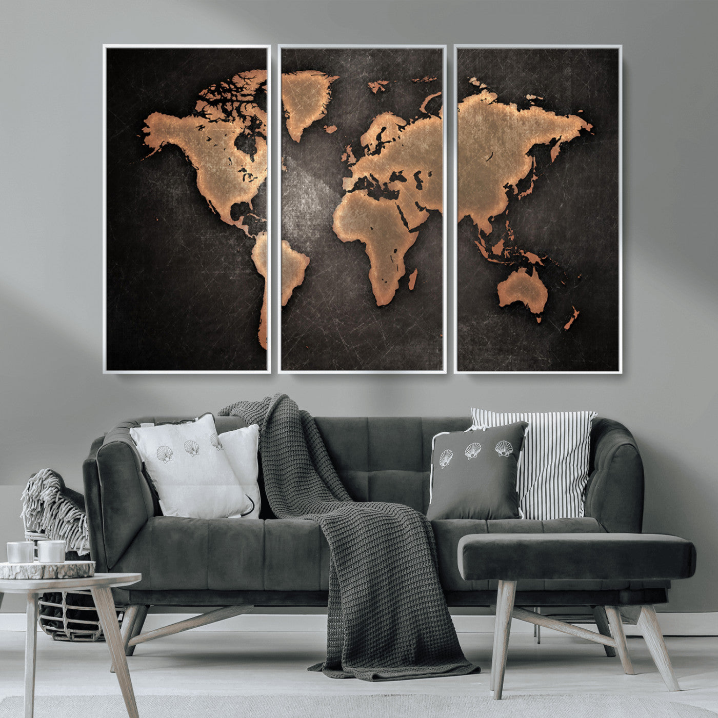 MGV-FC-48X32-3P - Push Pin World Map Canvas Print – Framed Wall Art for Couples to Track Their Travels – Anniversary