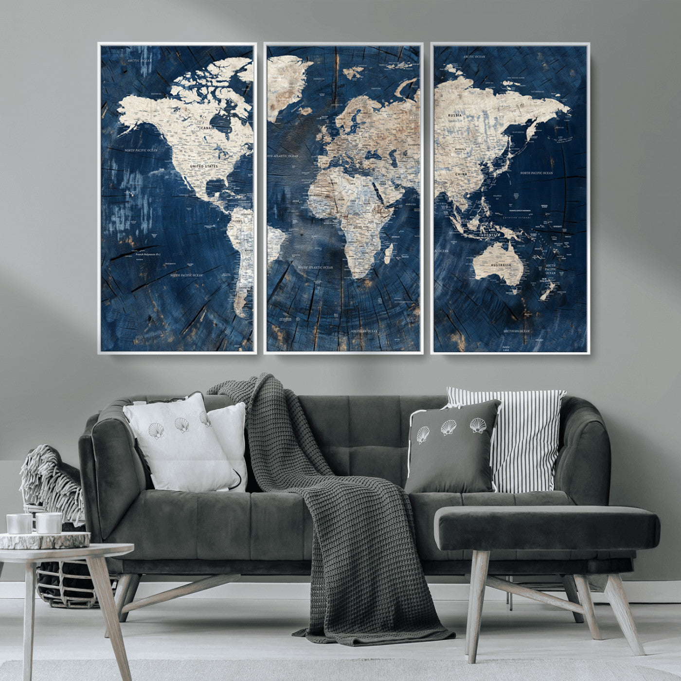 MGV-FC-48X32-3P - Push Pin World Map Canvas Print – Framed Wall Art for Couples to Track Their Travels – Anniversary