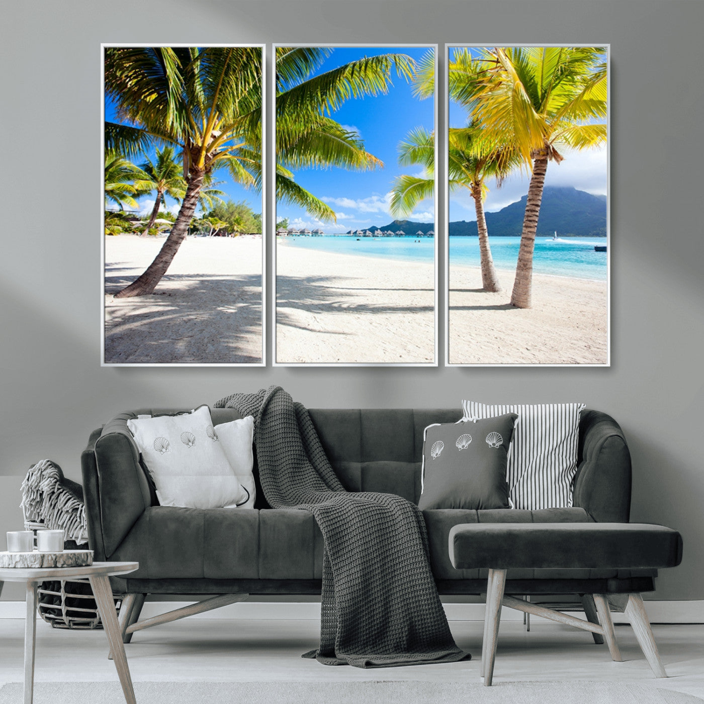 MGV-FC-48X32-3P - Blue Beach and Sea Wall Art Canvas Print