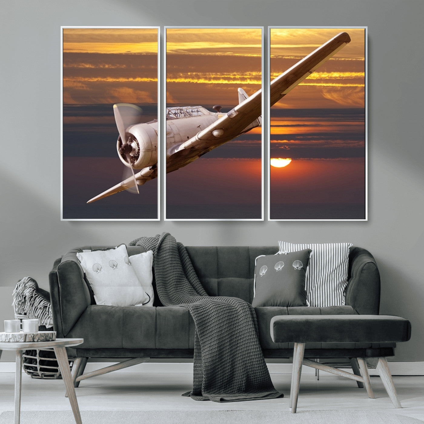 MGV-FC-48X32-3P - Old War Plane Wall Art Canvas Print