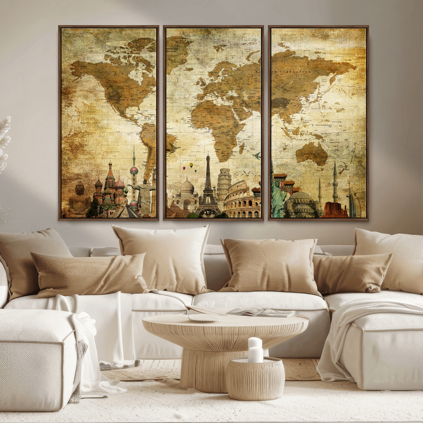 MGV-FC-48X32-3P - Push Pin World Map Canvas Print – Framed Wall Art for Couples to Track Their Travels – Anniversary