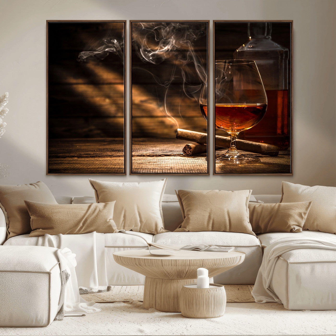 MGV-FC-48X32-3P - Whiskey and Cigar Wall Art Canvas Print