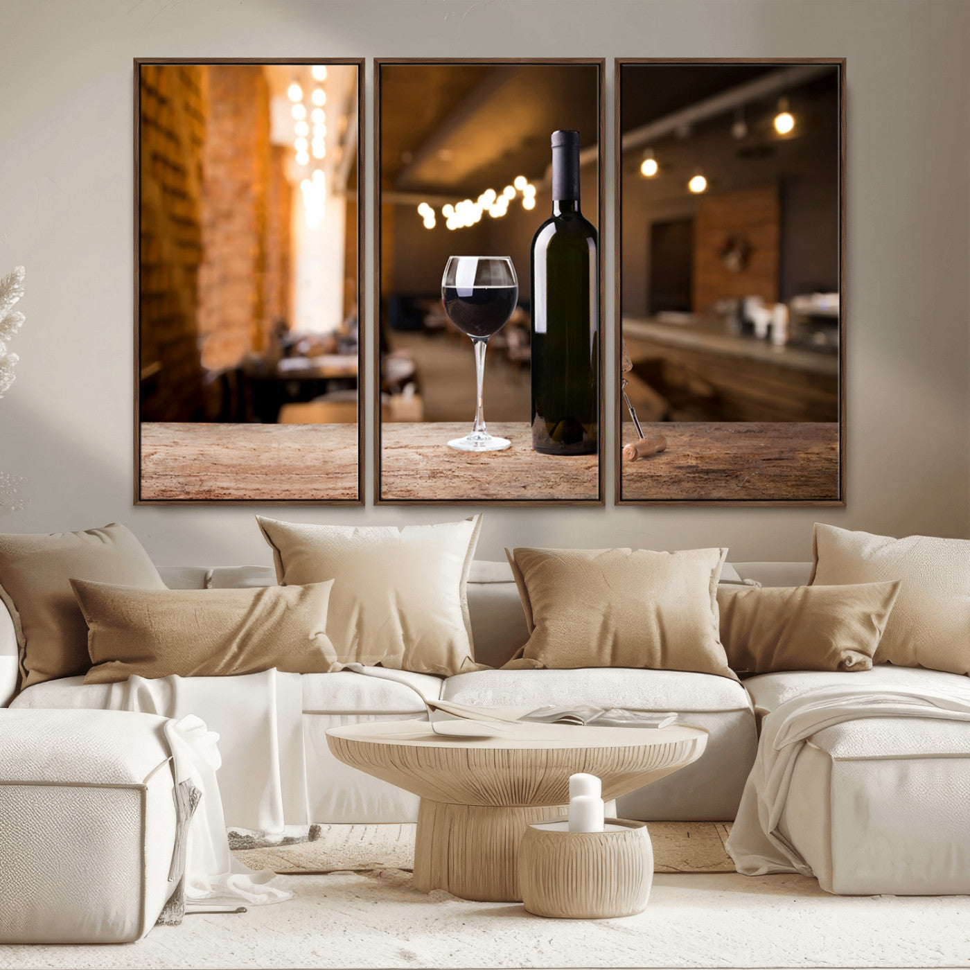 MGV-FC-48X32-3P - Wine and Bottle Wall Art Canvas Print