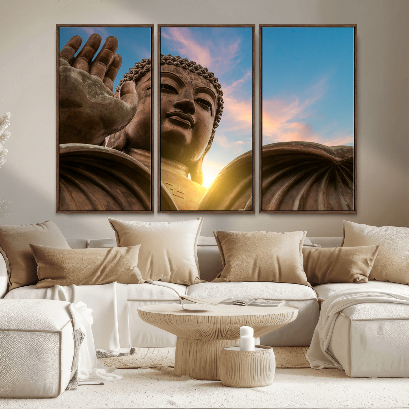 MGV-FC-48X32-3P - Buddha Statue and Daylight Wall Art, Buddha Statue Wall Art Canvas Print