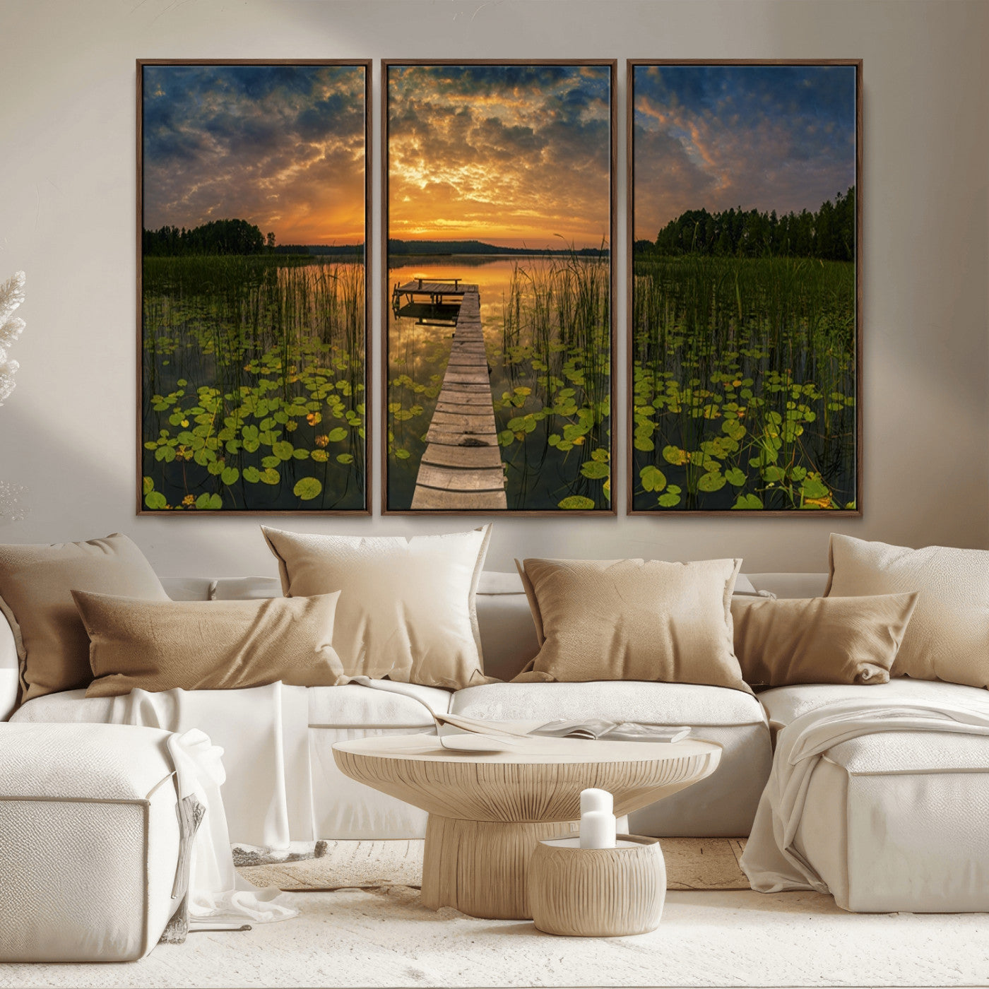 MGV-FC-48X32-3P - Lake and Flower Wall Art Canvas Print
