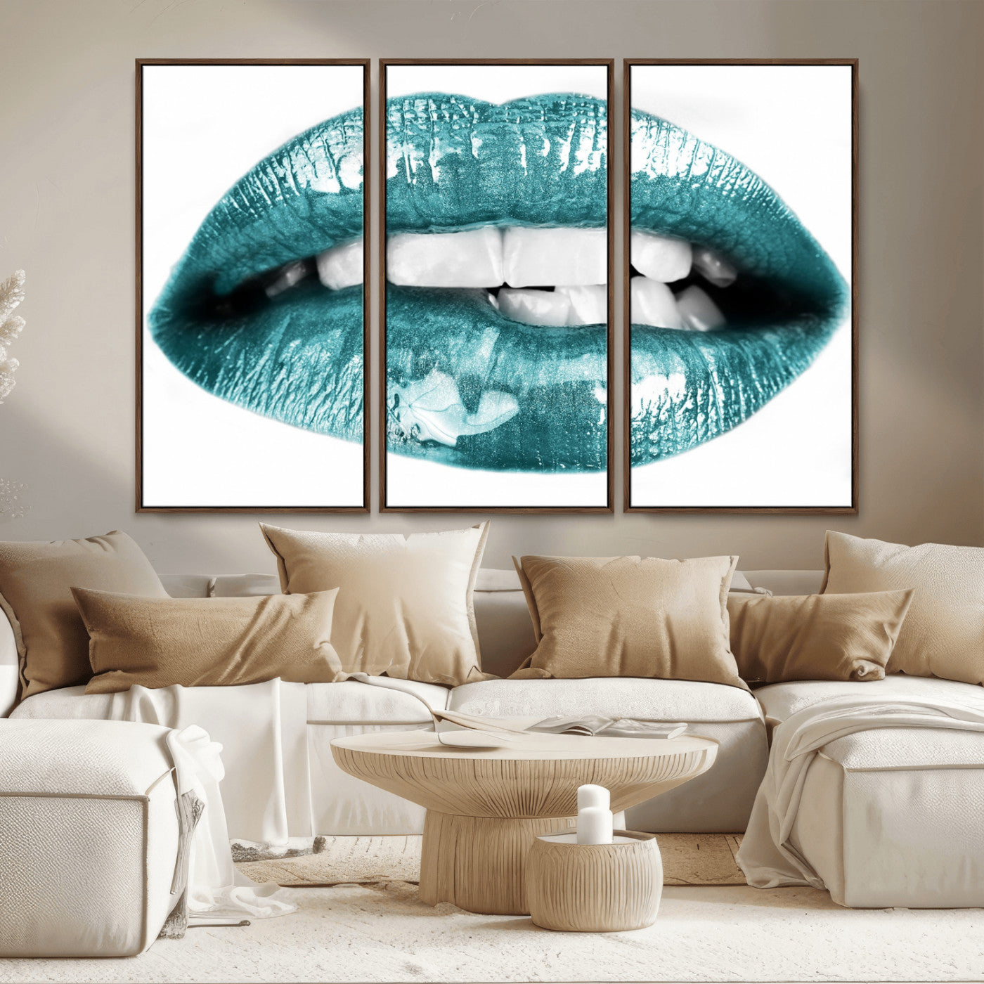 MGV-FC-48X32-3P - Blue Lips Wall Art Canvas Print