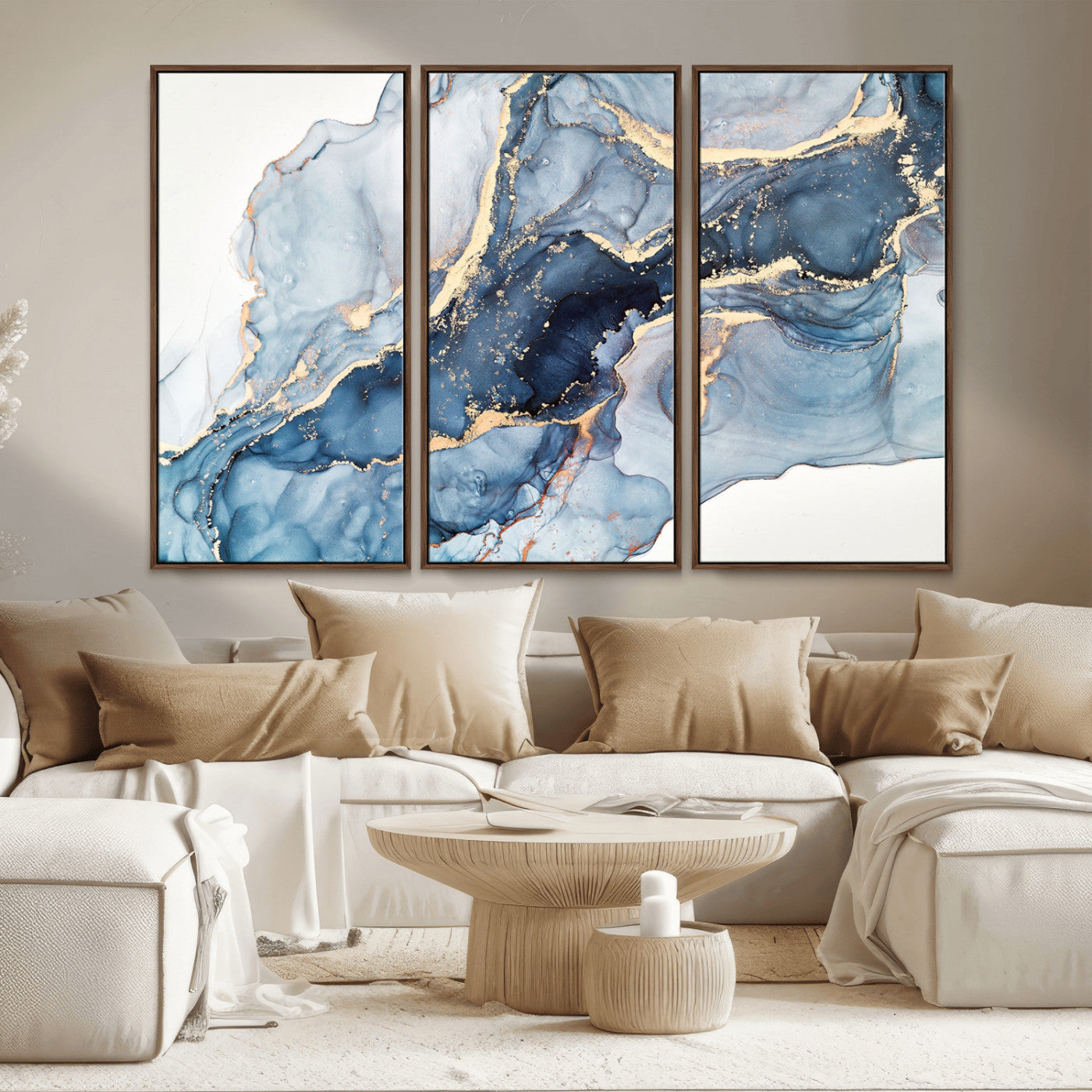 33782-MGV-CV-36X24-Abstract Art Print - Blue Abstract Canvas Wall Art Print Abstract Art Fluid Effect Marble Wall Art