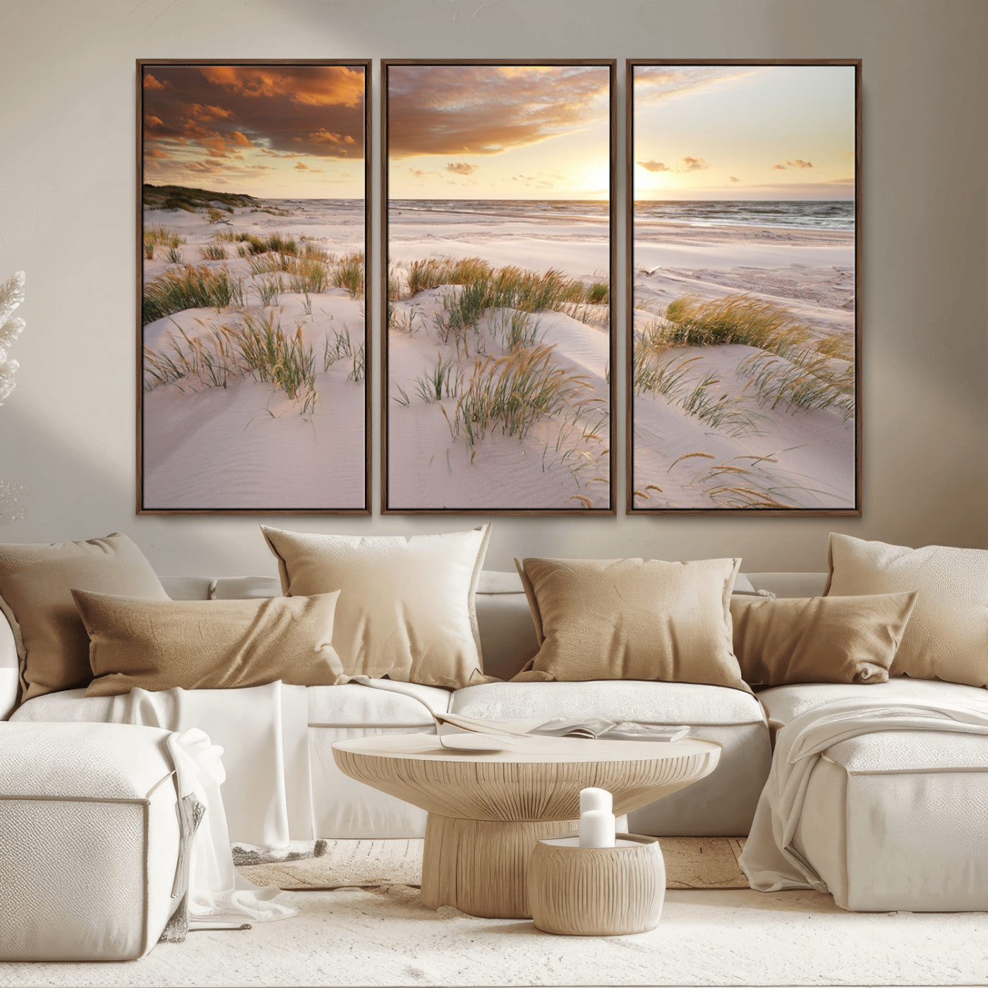 MGV-FC-48X32-3P - Flight Over Coastal Beach Landscape, Flight Over Coastal Beach Print Canvas Wall Art