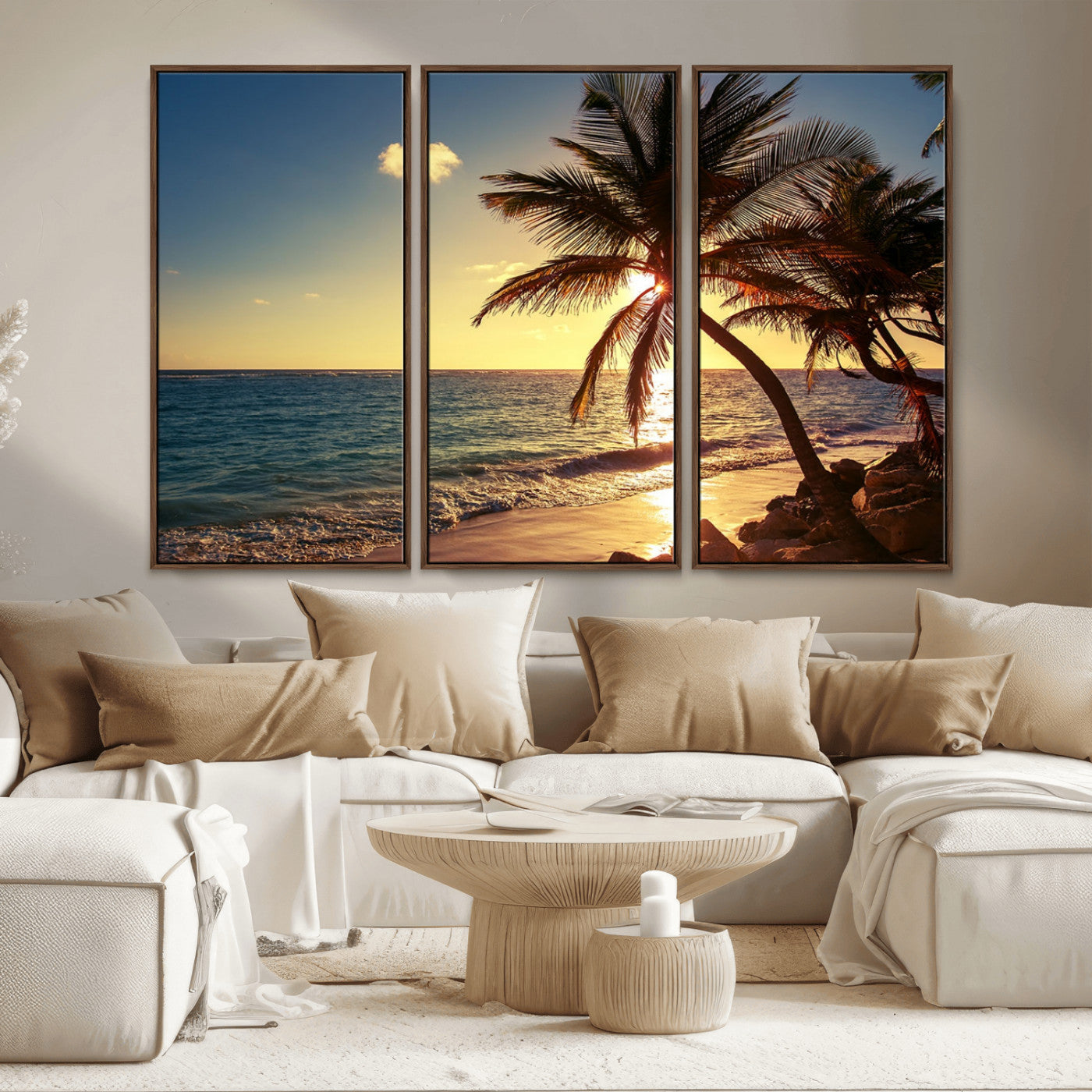 MGV-FC-48X32-3P - Sunset Palm Trees Wall Art Canvas Print