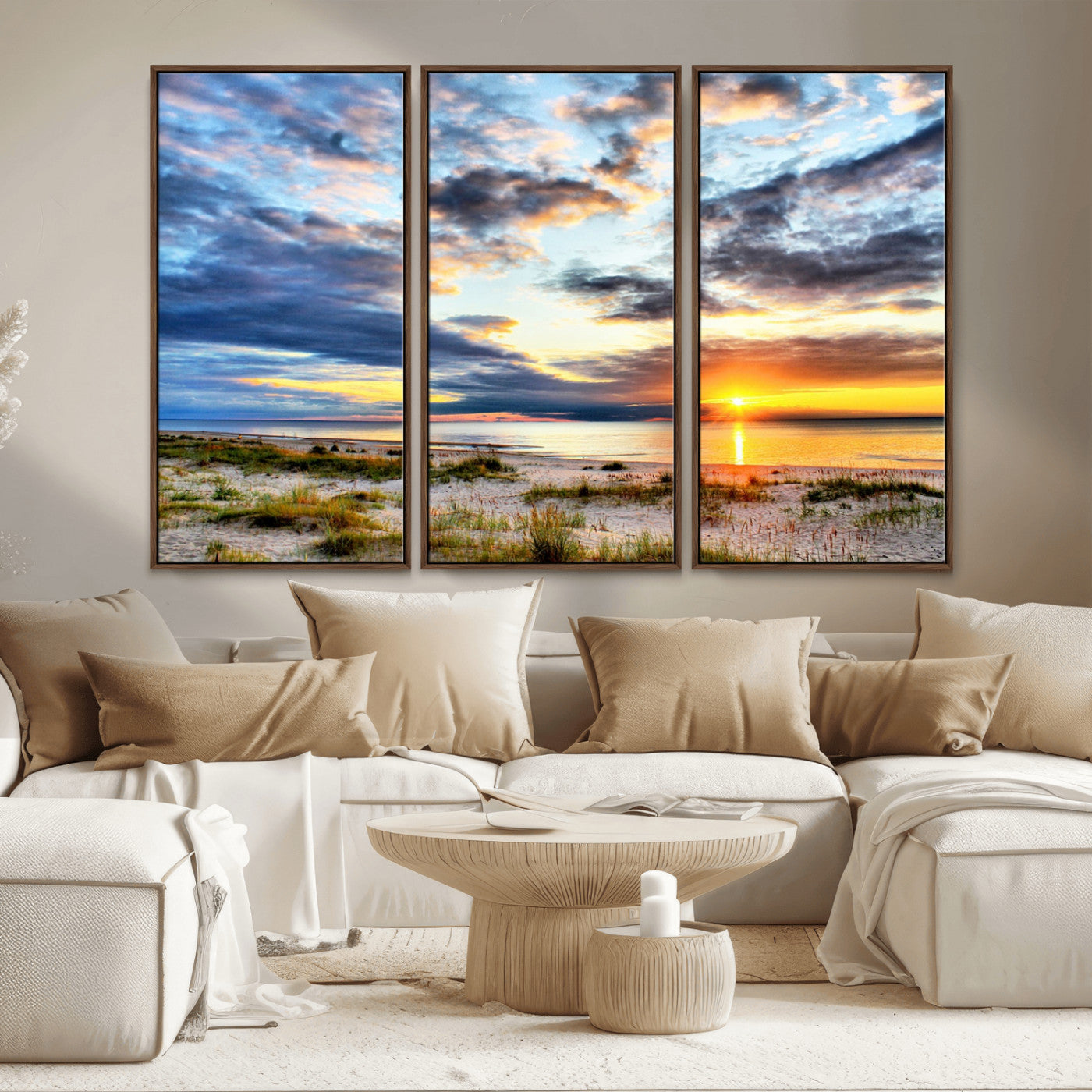 MGV-FC-48X32-3P - Sunset On The Ocean Wall Art Canvas Print