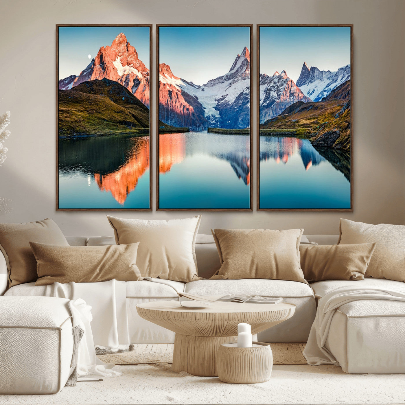 MGV-FC-48X32-3P - Landscape Mountain and Lake View Wall Art Canvas Print