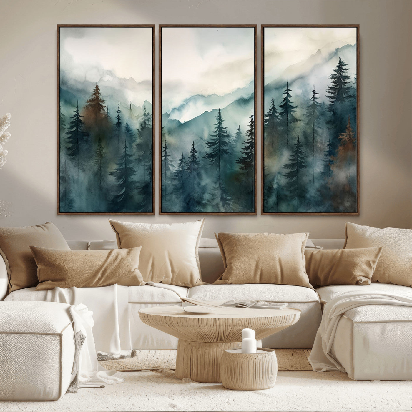 48468-MGV-CV-36X24-Serenity Forest Wall Art Canvas | Foggy Mountain Landscape Canvas Print for Living Room or Office | Nature-Inspired Woodland Decor