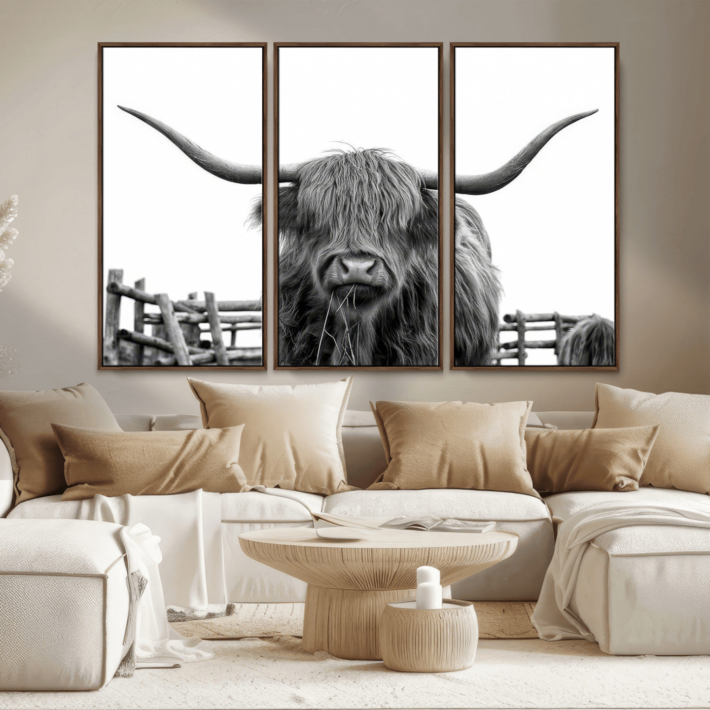 -Longhorn Canvas Print, Bighorn Cow Wall Art Canvas Print