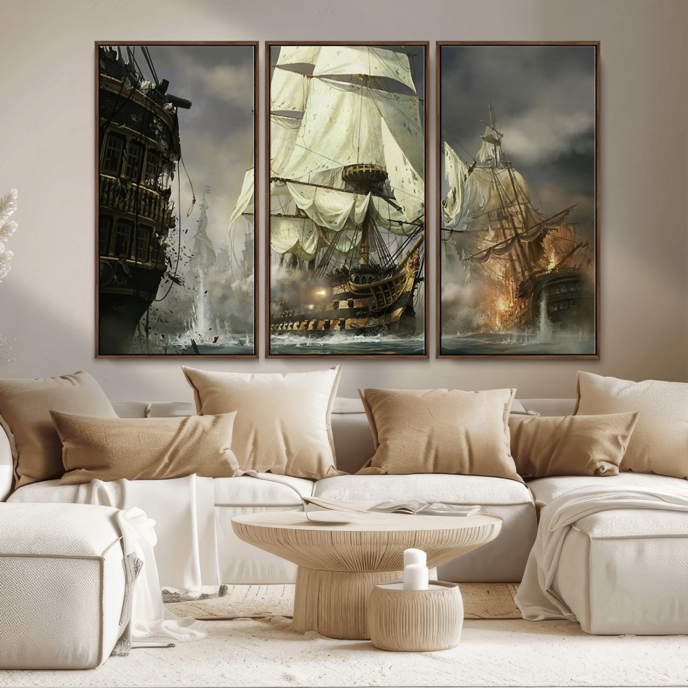 MGV-FC-48X32-3P - Pirate Ship War Wall Art Canvas Print